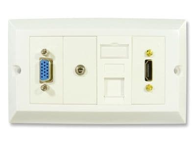 HDMI and Computer Wall Plate - HDMI CAT5e VGA and 3.5mm Jack Faceplate - Easy Connect