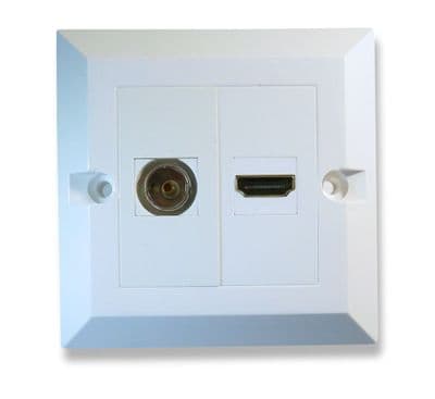 HDMI and TV Aerial Wall Plate - Quick Connect