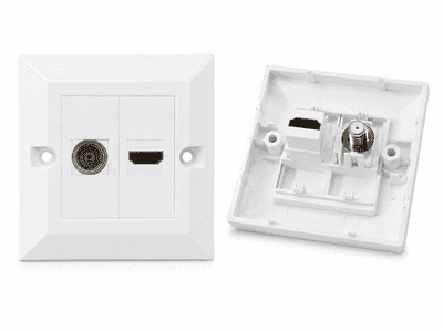 HDMI and TV Aerial Wall Plate - Quick Connect