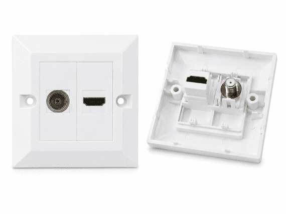 HDMI and TV Aerial Wall Plate - Quick Connect | Cables4all