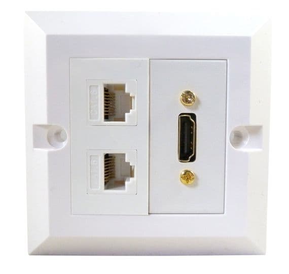 HDMI and Twin Ethernet Wall Plate - Easy Connect | Cables 4 ALL