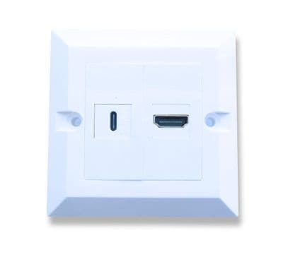 HDMI and USB C Wall Plate - Easy Connect (4k Compatible)