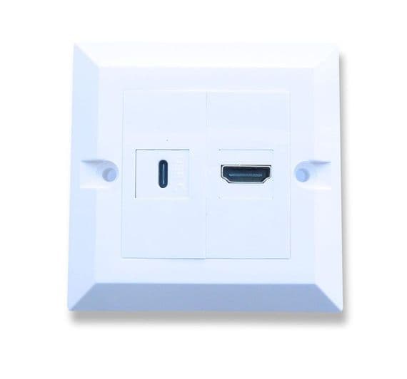 HDMI and USB C Wall Plate - Easy Connect - USB Type C Faceplate | Cables 4 ALL