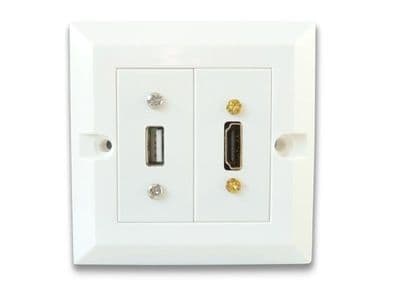 HDMI and USB Wall Plate - Easy Connect (4k Compatible)