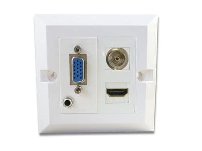HDMI & TV Aerial VGA Jack Wall Plate - Multi Connections