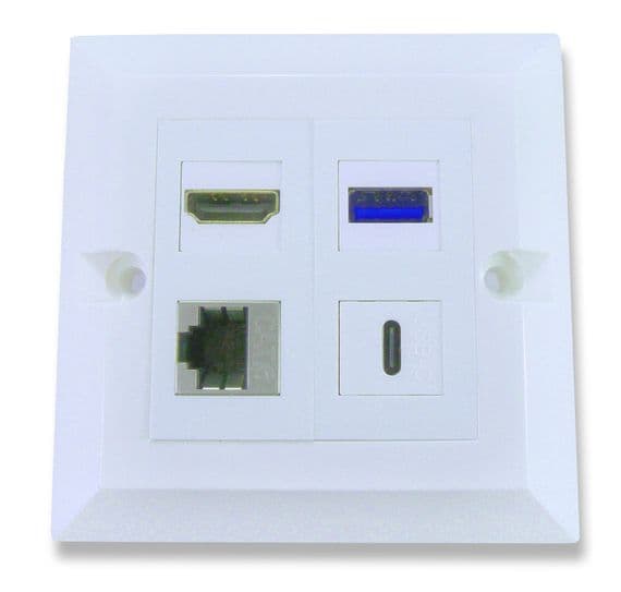 HDMI  USB Ethernet Wall Plate - USB Type C / USB 3.0  (4k Compatible) / CAT6 | Cables 4 ALL