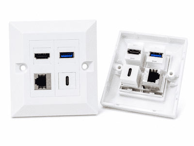 HDMI  USB Ethernet Wall Plate - USB Type C / USB 3.0  (4k Compatible) / CAT6