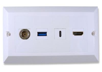 HDMI  USB TV Aerial Wall Plate - USB Type C / USB 3.0  (4k Compatible) / TV Aerial
