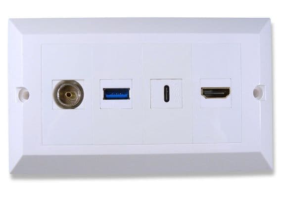 HDMI  USB TV Aerial Wall Plate - USB Type C / USB 3.0  (4k Compatible) / TV Aerial | Cables 4 ALL
