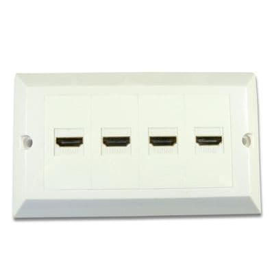 HDMI Wall Plate - 4 Socket Quick Connect (Supports 4k @ 60Hz)