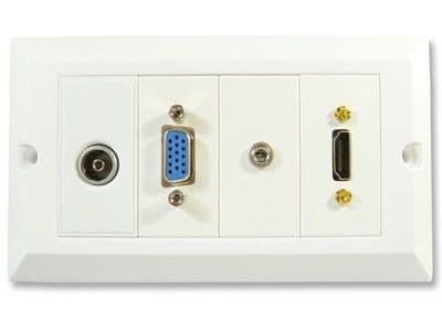 HDMI Wall Plate with TV Aerial VGA and 3.5mm Jack Sockets - Easy Connect