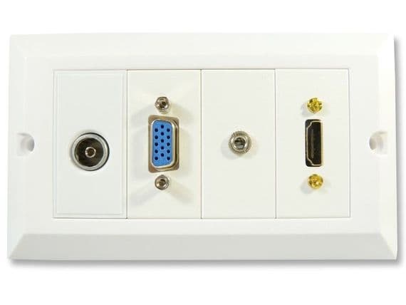 HDMI Wall Plate with TV Aerial VGA and 3.5mm Jack Sockets - Easy Connect | Cables4all