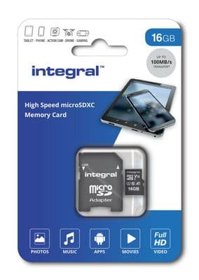 Integral 16GB Micro SDHC Card  - Memory Card With MicroSD Adapter