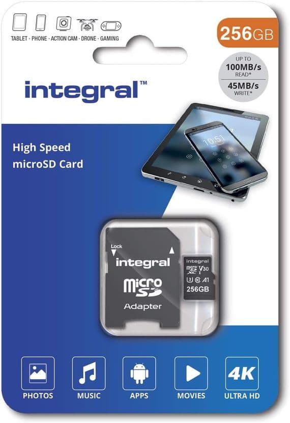 Integral 256GB Micro SDHC Card  - 256GB Micro SD Memory Card Class 10 | Cables 4 ALL