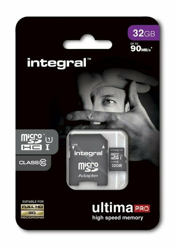 Integral 32GB Micro SDHC Card 32GB Memory Card With SD Adapter | Cables 4 ALL