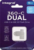 Integral 360 16GB USB 3.0 Flash Drive - USB C and A Dual Flash Drive | Cables 4 ALL