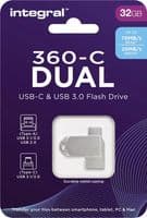 Integral 360 32GB USB 3.0 Flash Drive - USB C and A Dual Flash Drive | Cables 4 ALL