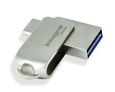 Integral 360 32GB USB 3.0 Flash Drive - USB C and A Dual Flash Drive