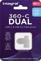 Integral 360 64GB USB 3.0 Flash Drive - USB C and A Dual Flash Drive | Cables 4 ALL