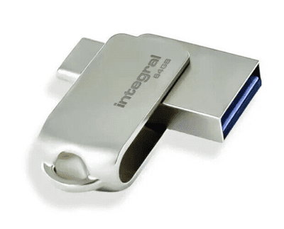 Integral 360 64GB USB 3.0 Flash Drive - USB C and A Dual Flash Drive