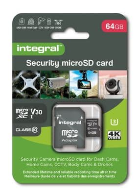 Integral 64GB Micro SDXC Card  - 64GB Micro SD  Dashcam, Security, CCTV, Drones