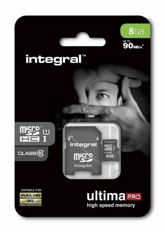 Integral 8GB Micro SDHC Card  - Memory Card With SD Adapter - Smartphone Tablet | Cables 4 ALL