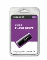 Integral Black 32GB USB 3.0 Flash Drive - Superspeed USB Pen Drive | Cables 4 ALL