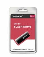 Integral Black 64GB USB 3.0 Flash Drive Pen Drive - Memory Stick 64GB | Cables 4 ALL