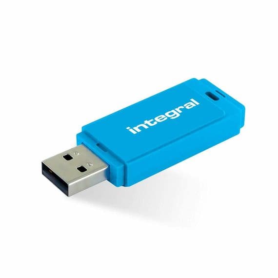 Integral NEON 128GB USB 2.0 Flash Drive - BLUE USB Memory Stick | Cables 4 ALL