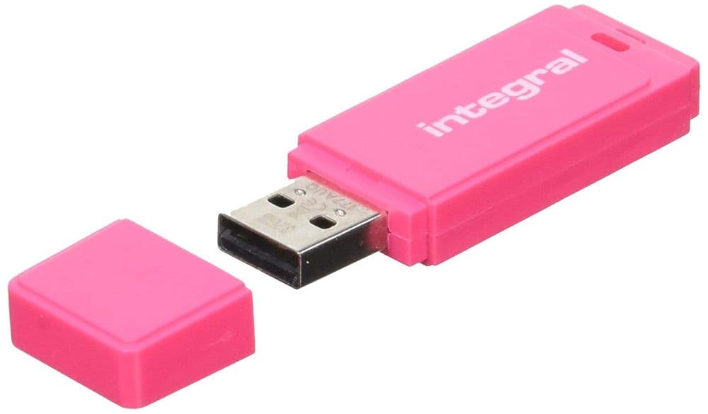 Integral NEON 128GB USB 2.0 Flash Drive - PINK Memory Stick