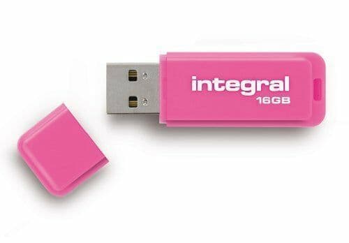 Integral NEON 16GB USB 2.0 Flash Drive - NEON PINK | Cables 4 ALL
