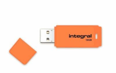 Integral Neon 16GB USB Flash Drive - Neon Orange