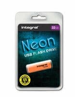 Integral NEON 32GB USB 2.0 Flash Drive  - Orange Memory Stick | Cables 4 ALL