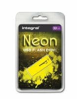 Integral NEON 32GB USB 2.0 Flash Drive - Yellow | Cables 4 ALL