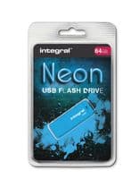 Integral NEON 64GB USB 2.0 Flash Drive  - BLUE USB Memory Stick | Cables 4 ALL