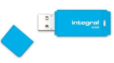 Integral NEON 64GB USB 2.0 Flash Drive  - BLUE USB Memory Stick