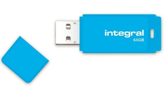 Integral NEON 64GB USB 2.0 Flash Drive  - BLUE USB Memory Stick | Cables 4 ALL