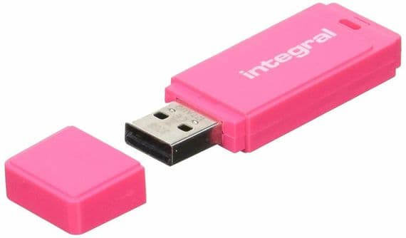 Integral 64GB USB 2.0 Flash Drive - NEON Pink USB Memory Stick | Cables 4 ALL