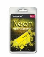 Integral NEON 64GB USB 2.0 Flash Drive YELLOW | Cables 4 ALL
