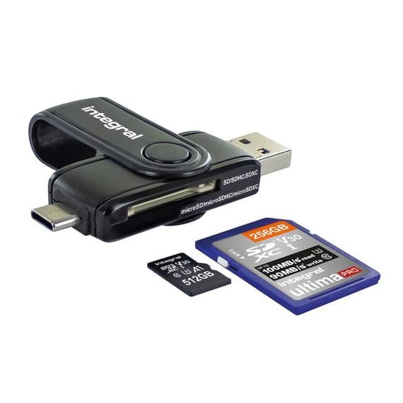 Integral USB Type C  and Type A Card Reader (SD, MicroSD, MicroSDHC..) | Cables 4 ALL