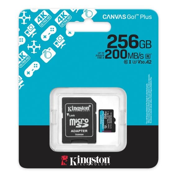 Kingston 256GB Micro SD Card  - 256GB SDXC Canvas Go Plus | Cables 4 ALL