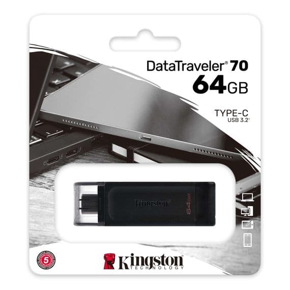 Kingston DataTraveler 70 64GB USB-C Flash Drive | Fast & Compact
