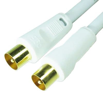 Long White 10m Male TV Aerial Lead - Suppressors