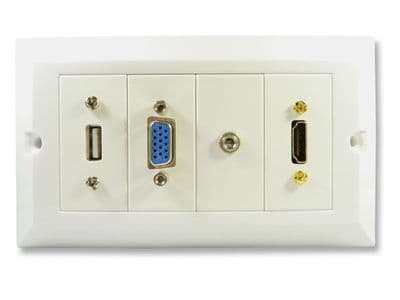 Multi AV Wall Plate - HDMI VGA USB Jack Faceplate - Easy Connect