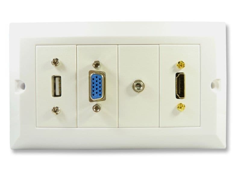 Multi AV Computer Wall Plate - HDMI VGA USB Jack Faceplate