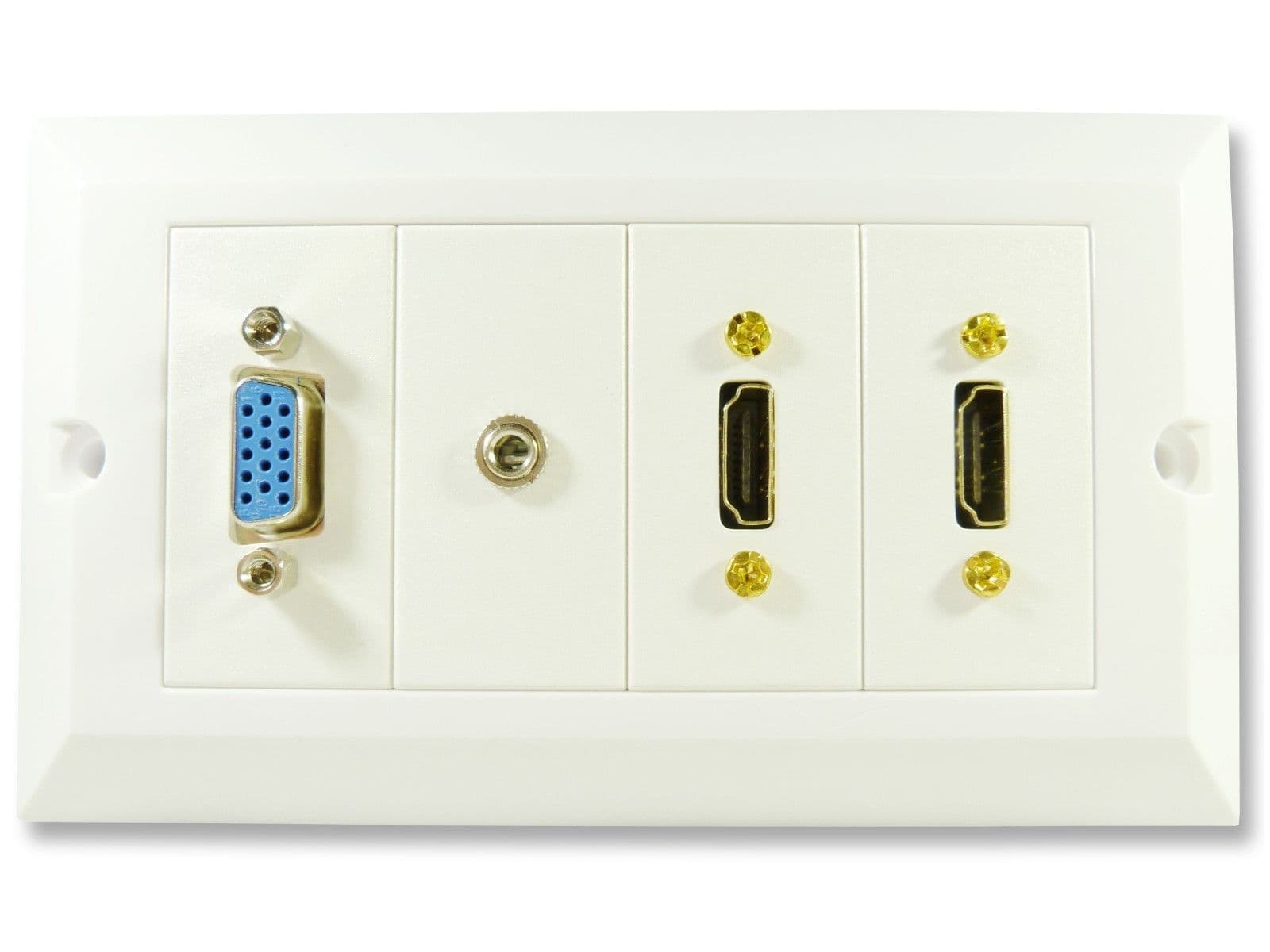 Multi AV Wall Plate - Twin HDMI VGA and 3.5mm Jack Faceplate - Easy ...