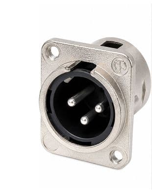 Neutrik NC3MDM3-L-1  - 3 Pin Male XLR Chassis Panel Connector
