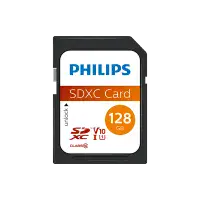 Philips 128GB SDXC Memory Card – Class 10 U1, Up to 80MB/s – Full HD
