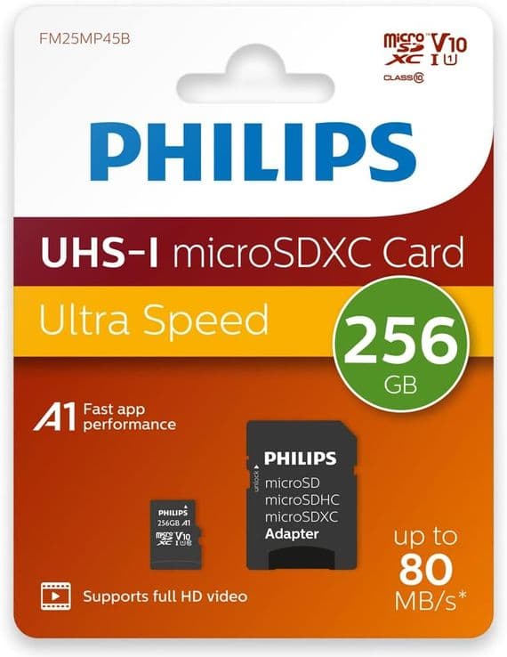 Philips 256GB Micro SDXC Card - 256GB Memory Card With SD Adapter | Cables 4 ALL