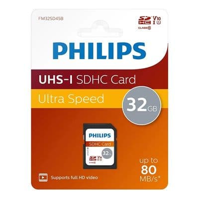 Philips 32GB SDHC UHS-I Memory Card – Class 10 Full HD (PHSD32GUHSIU1)